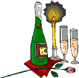 Valentines Day, romance, champagne and candle light