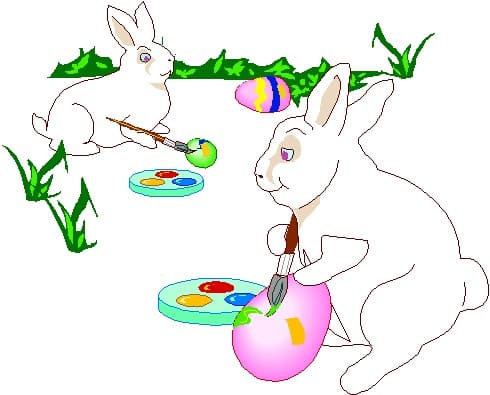 Bunnies Painting Easter Eggs